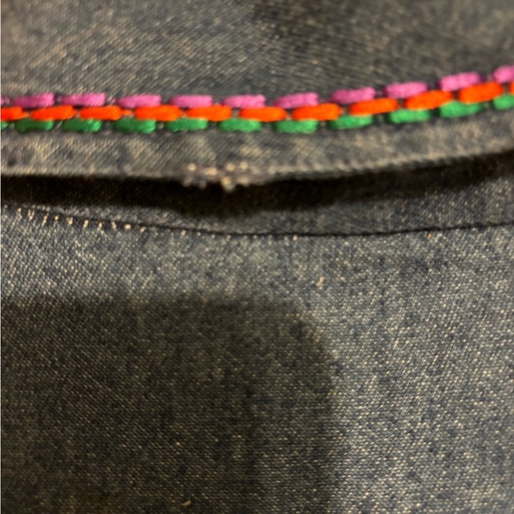 Haband Blue Denim Jacket with Colorful Floral Embroidery - Picture 10 of 10